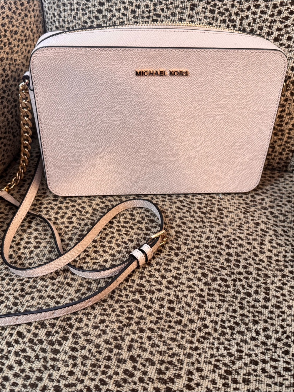 Michael Kors Light Pink Saffiano Leather Crossbody with Gold Hardware